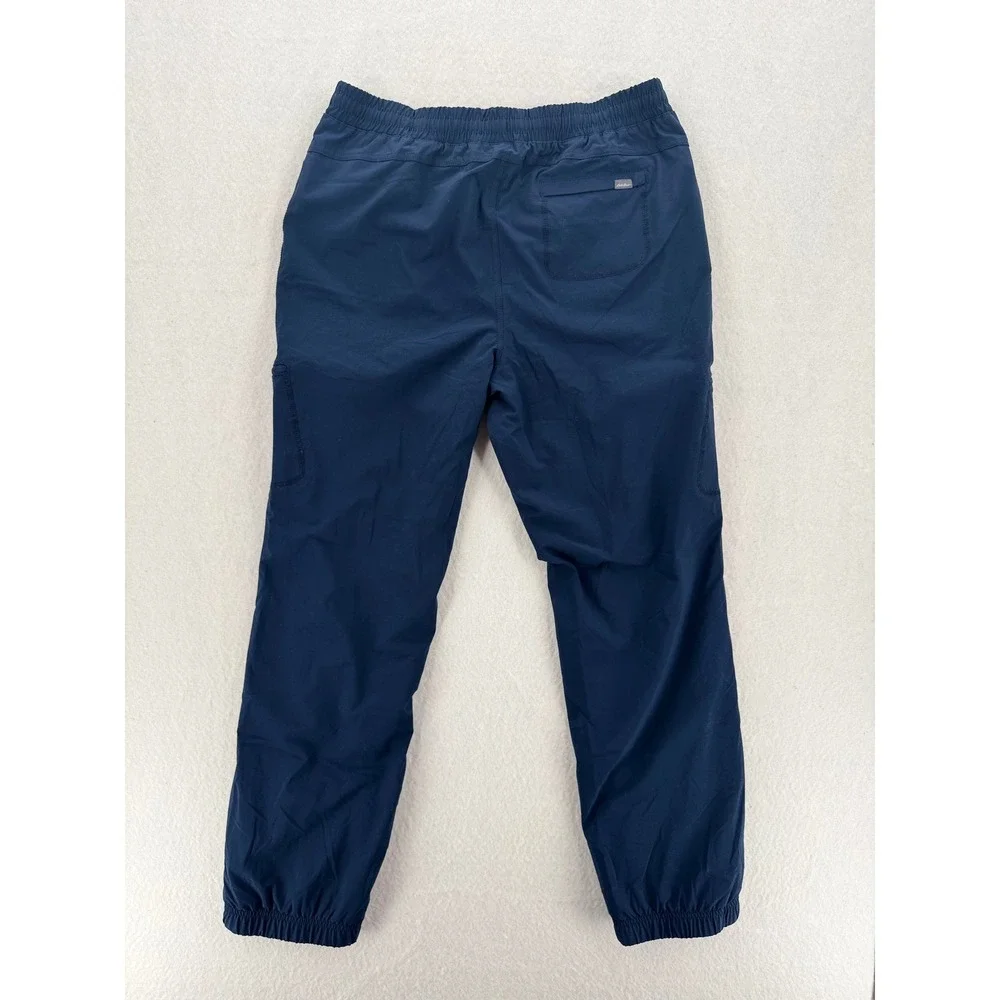 Eddie Bauer Fleece Lined Cargo Joggers Navy Blue Womens 10 Hiking Pants Plaid